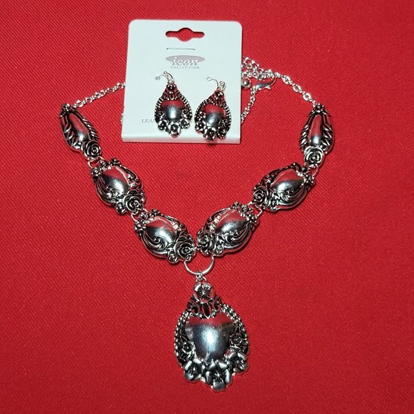Icon Collection Silver Tone Necklace & Earrings Jewelry Set - Picture 6 of 12